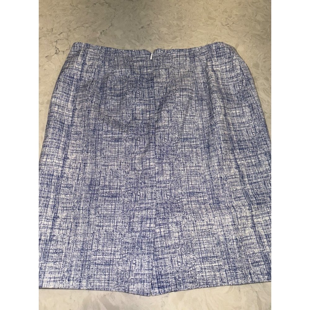 Katherine Barclay Women's Blue White Pencil Straight Stretch Skirt - Size 8
